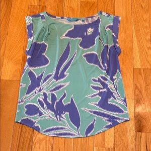 Floral Blue and Green Women's Top